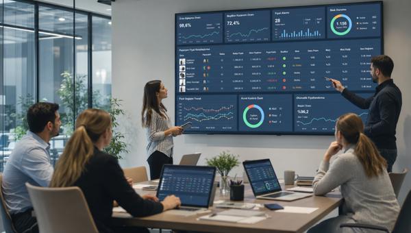 Pazaryeri fiyat takip programı ekranlarını inceleyen e-ticaret ve fiyatlandırma ekibi