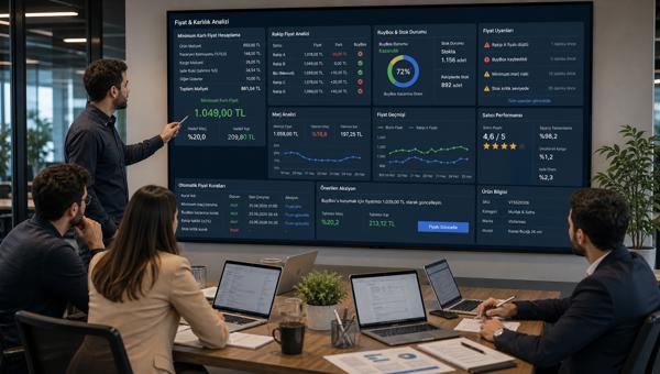 Minimum karlı fiyat ve marj analiz ekranlarını inceleyen e-ticaret finans ekibi