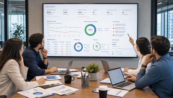 BuyBox raporu dashboardlarını inceleyen e-ticaret ekibi