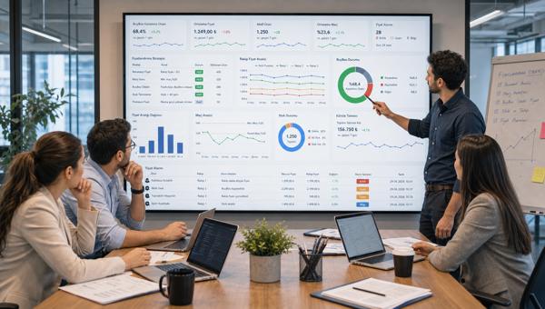 Pazaryeri fiyatlandırma stratejisi dashboardlarını inceleyen e-ticaret ekibi