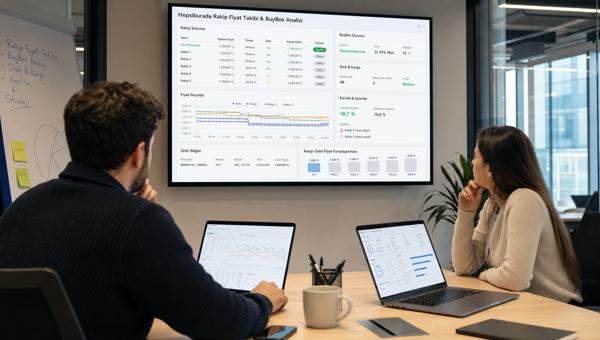 Hepsiburada rakip fiyat takibi dashboardunu inceleyen e-ticaret fiyatlandırma ekibi