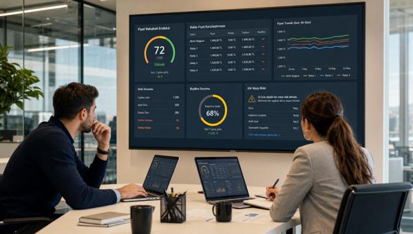Fiyat rekabeti analizi dashboardunu inceleyen e-ticaret fiyatlandırma ekibi