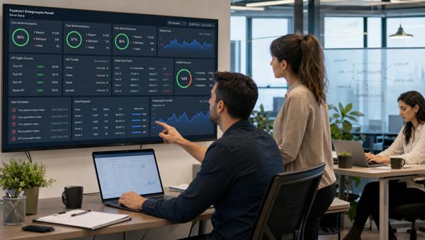 Pazaryeri entegrasyonu dashboardunu inceleyen e-ticaret operasyon ekibi