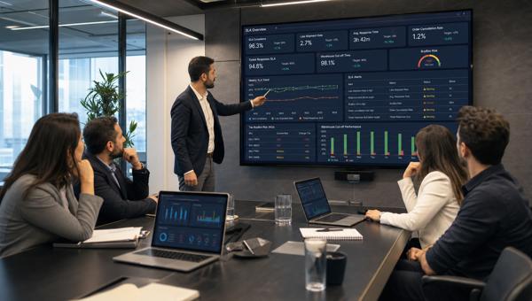 Pazaryeri SLA ve BuyBox risk dashboardunu inceleyen e-ticaret operasyon ekibi