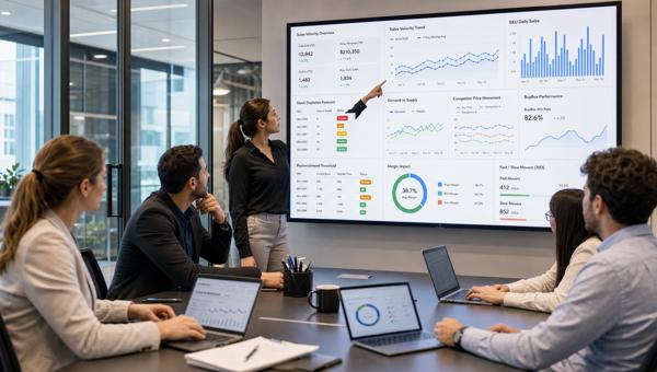 Satış hızı ve BuyBox performans dashboardunu inceleyen e-ticaret analiz ekibi
