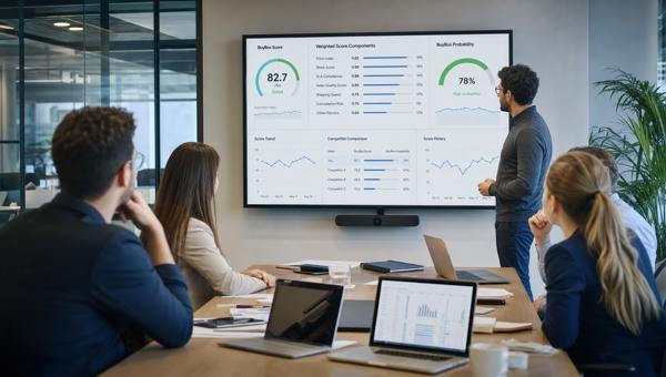 BuyBox skoru dashboardunu inceleyen e-ticaret operasyon ve fiyatlandırma ekibi