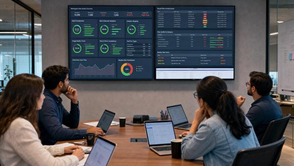 Pazaryeri veri kalitesi dashboardunu inceleyen e-ticaret operasyon ekibi