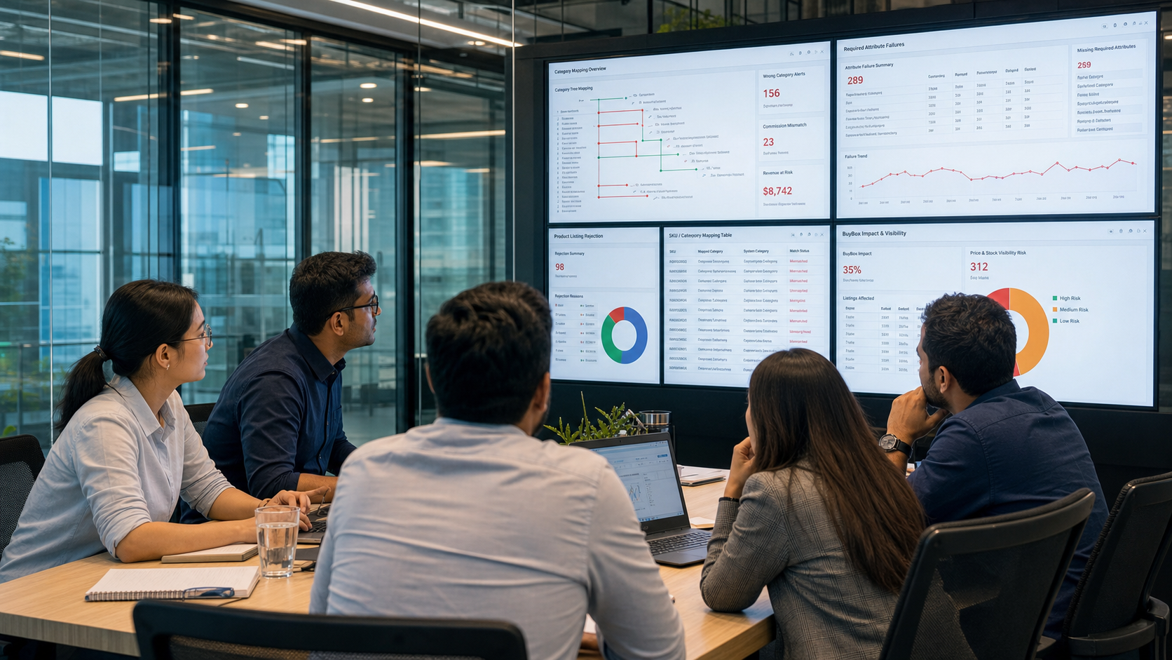 Kategori eşleştirme hatası dashboardunu inceleyen e-ticaret operasyon ekibi