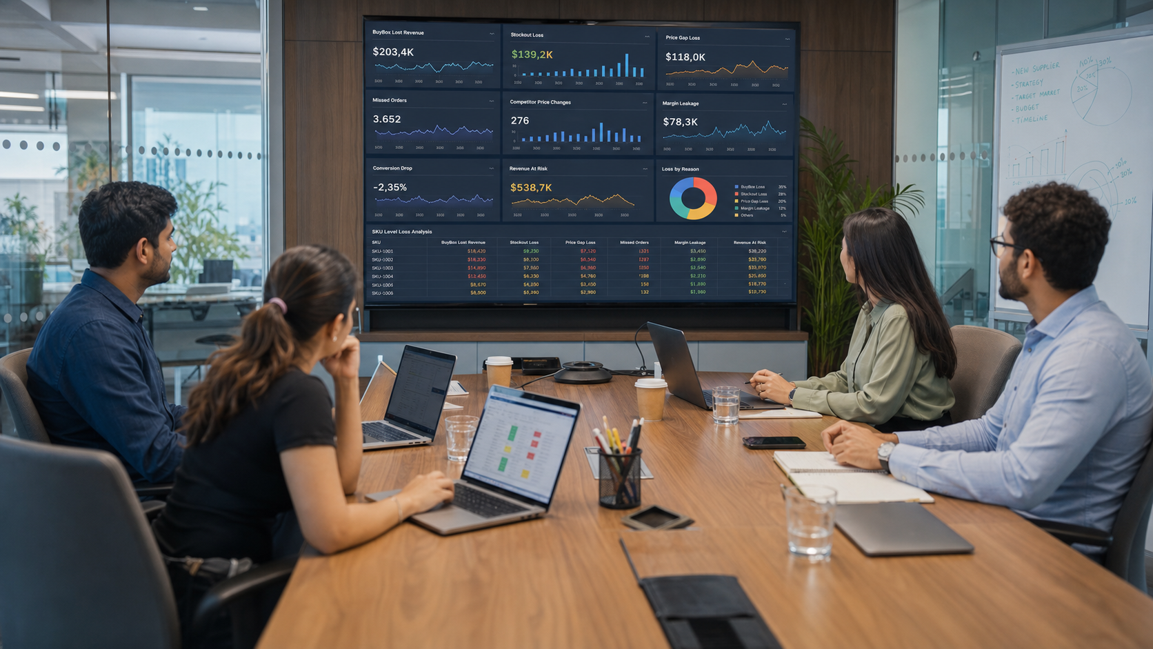 Satış kaybı analizi dashboardunu inceleyen e-ticaret operasyon ekibi