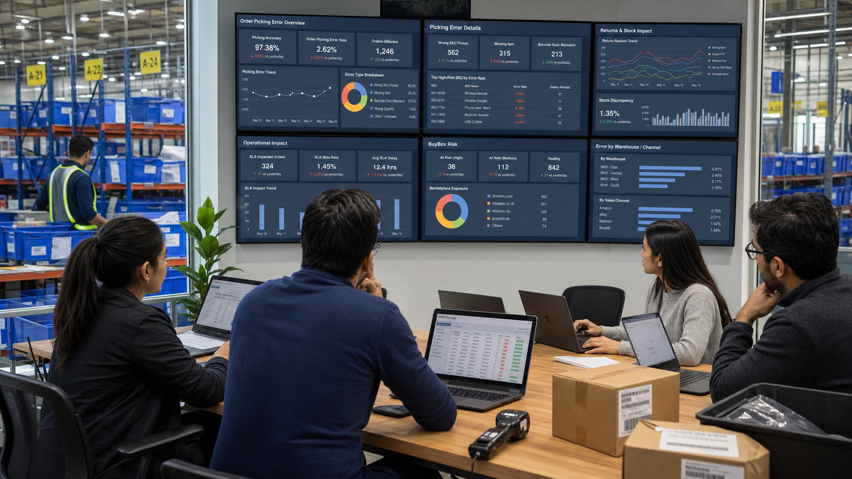 Toplama hatası dashboardunu inceleyen e-ticaret operasyon ekibi