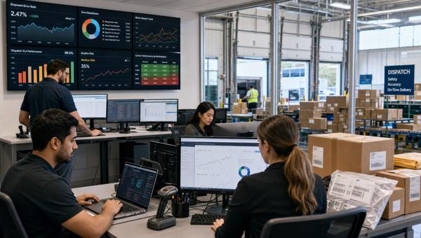 Sevkiyat hatası dashboardunu inceleyen e-ticaret lojistik ekibi