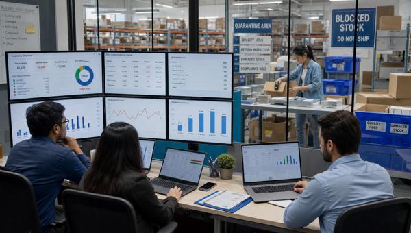 Stok blokajı dashboardunu inceleyen e-ticaret operasyon ekibi