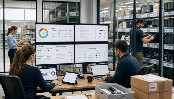 Stok yaşlandırma dashboardunu inceleyen e-ticaret envanter ekibi