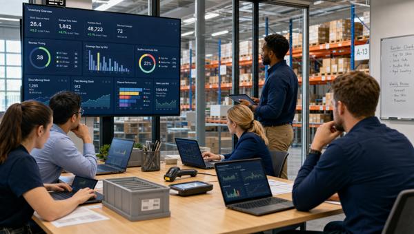 Stok gün sayısı dashboardunu inceleyen e-ticaret envanter ekibi
